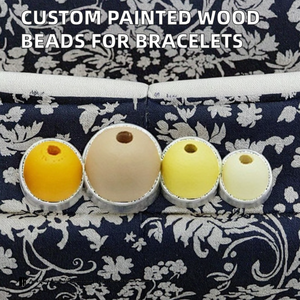 Perles en bois rondes peintes personnalisées de 16 mm, multicolores par faizacarft - Product Image 2
