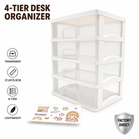Boîte de rangement de bureau transparente Yunuoxi PP à 4 niveaux, 21,6 cm x 15,8 cm, organiseur de tiroirs transparent avec autocollants, vente en gros d'usine