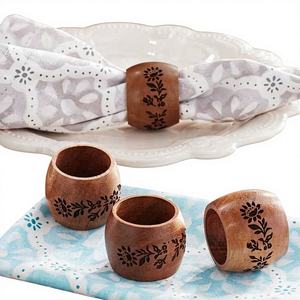 Anneaux de serviette en bois faits à la main, écologiques, design classique lapin, réutilisables, couleur personnalisable, 50 mm, pour hôtels, mariages, restaurants - Product Image 1