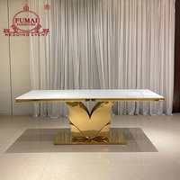 FUMAI FURNITURE Table d'hôtel moderne avec plateau en MDF et base en métal doré, design contemporain pour événements et mariages