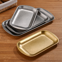 Plateau de service multifonctionnel en acier inoxydable épaissi pour barbecue, sushis, desserts et plats plats, qualité alimentaire coréenne, 50 pièces