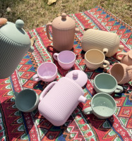 Produits d'été tendance 2026 : Ensemble de jeu d'imitation en silicone pour bébé, service à thé en silicone, activités intérieures et extérieures, sûr pour les tout-petits