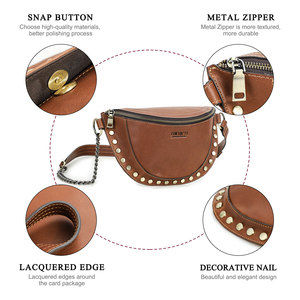 Contact's Wholesale Fashion Womens Leather Chest Waist <strong>Bag</strong> Crossbody Fanny Pack for Women Ladies <strong>Stud</strong> Genuine Leather Belt <strong>Bag</strong> - Product Image 3