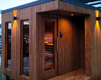 Sauna extérieur moderne en cèdre rouge massif, douche vapeur humide, vestiaire, modèle Chuangfu CF-01, écologique, garantie 1 an, 220V