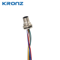 Connecteur de montage sur panneau KRONZ M12, 8 broches, code A, femelle, IP67, étanche, montage arrière sur circuit imprimé, connecteurs circulaires industriels droits