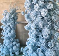 Arche de mariage moderne en soie bleu clair, fleurs artificielles faites à la main, toile de fond florale, décoration pour le Nouvel An, la Saint-Valentin, la fête des mères