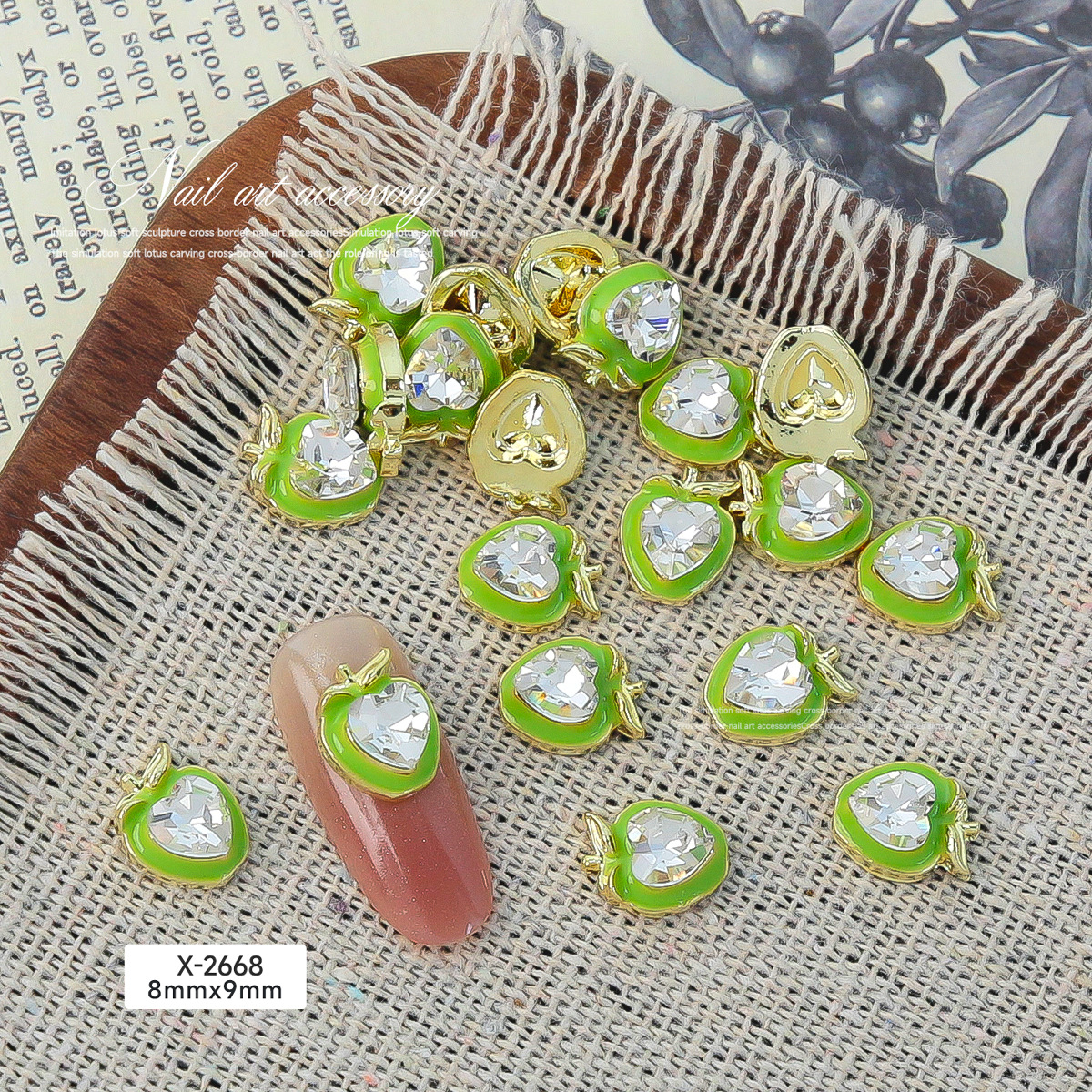 3 strass pomme verte