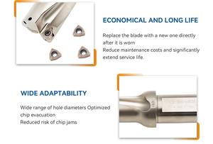 Broca Indexable OLLOY C32, Vástago de 34.5mm, Longitud 4D, Refrigeración Interna, Inserto de Carburo WC06, Acabado Plateado, <span class=keywords><strong>Automotriz</strong></span>/Mecánico - Product Image 4