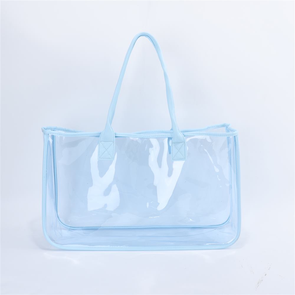 borsa tote trasparente blu ghiaccio