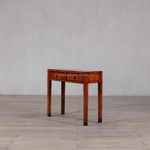Table <span class=keywords><strong>console</strong></span> en <span class=keywords><strong>laque</strong></span> orange vieillie, <span class=keywords><strong>bureau</strong></span> d'appoint artisanal à 2 tiroirs pour la décoration intérieure - Product Image 6