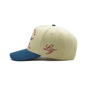 Casquette de baseball vintage <span class=keywords><strong>esthétique</strong></span> en sergé de coton bicolore, structurée, brodée sur 5 panneaux, personnalisable en gros - Product Image 3