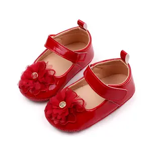 Bebek kız katı sevimli PU deri ayakkabı toptan bebek kız ayakkabı 6-12 ay