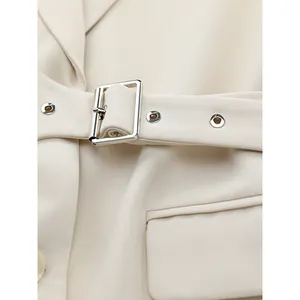 Women Blazer Irregular Belt Solid Elegant New Lapel Long Sleeve Loose Jacket Fashion Summer Autumn