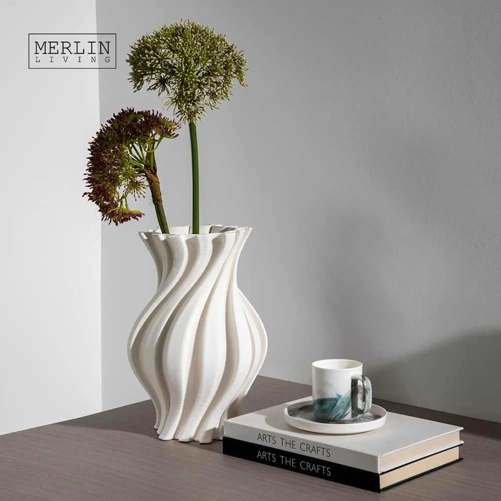 Merlin Living 3d Printing Nordic Vaas Knop Vazen Bloemenvaas Trouwtafel Decoratie Chaozhou Keramische Fabriek Groothandel