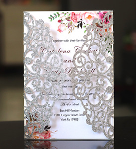 Mới nhất thiết kế bạc long lanh cắt laser lời mời thẻ long lanh giáng sinh chào đón thẻ cho các sự kiện tùy chỉnh lời mời sinh nhật - Product Image 2