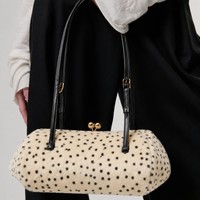 Sac à bandoulière tendance 2026 en peluche imprimé léopard et pois, sac à main de créateur, catalogue de sacs de mode pour femmes, article très prisé