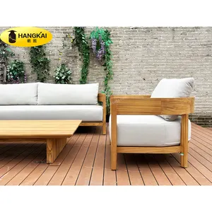 Fornecedor de móveis para exteriores fábrica de madeira de teca de jardim conjunto de sofás de teca para exteriores
