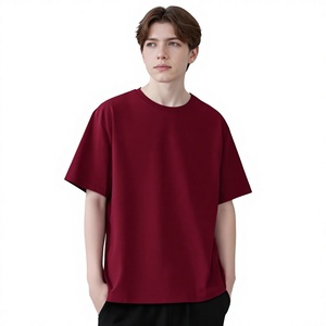 T-shirt en jersey tricoté décontracté pour homme, col rond, manches courtes, couleur unie, coton anti-plis, grande taille 260G, fabriqué au Bangladesh - Product Image 3