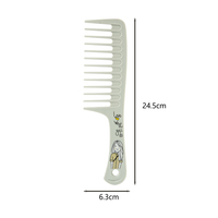 Peigne démêlant en plastique pour cheveux bouclés, grand format, à dents larges, anti-statique, doux, motif dessin animé mignon, idéal pour les voyages