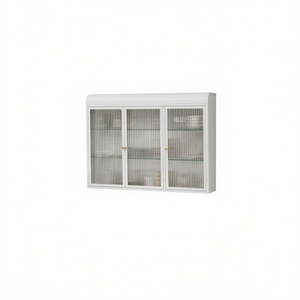 Armoire murale en verre blanche à 3 portes D0100XUIIUW pour rangement de cuisine - Product Image 1