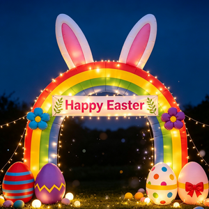 Colorful Inflatable Easter Bunny Arch Decoration With Egg Ornaments For Garden Lawn Storefront And Holiday Celebration - Product Image 2