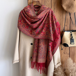 Bufanda de estilo étnico con estampado Paisley, tipo cachemira, para mujer, gruesa, cálida, para viaje, chal, capa. - Product Image 2