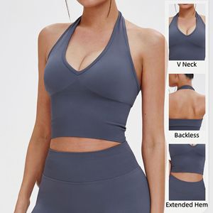 Débardeurs de sport pour femmes, dos nu, col en V, respirants, bretelles halter, soutien élevé, <span class=keywords><strong>musculation</strong></span>, coupe ajustée, débardeurs pour femmes - Product Image 3