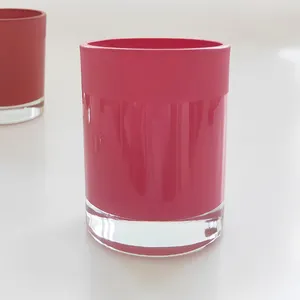 Mescente 定制回收磨砂黑色粉红色玻璃蜡烛罐带盖
