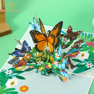 Paper 3D Pop Up Butterfly Flying Mother's Day Greeting Card With Envelope