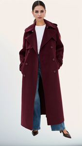 Su misura colletto Vintage <span class=keywords><strong>rosso</strong></span> a chiatta doppiopetto con tasche a spacco laterale in Tweed caldo <span class=keywords><strong>Trench</strong></span> lungo da <span class=keywords><strong>donna</strong></span> - Product Image 4