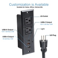 USA Furniture Prise USB Type C Prise de courant de table Prise de courant encastrée Panneau de séparation monté pour bureau maison US 10A