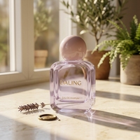 Flacon de parfum carré rose de luxe vide 50 ml, élégant flacon en verre avec atomiseur de haute qualité
