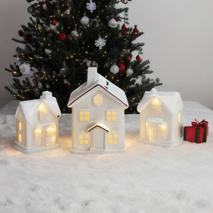 Custom <strong>House</strong> White Porcelain Ceramic Christmas Villages <strong>Tea</strong> <strong>Light</strong> <strong>Holder</strong> for Home Decoration and Tealight Candle Display - Product Image 5