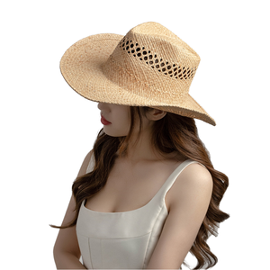 Sombrero de Vaquero Estilo Panamá de Papel, Diseño Dobby Unisex, Estilo Jazz, para Uso Diario, Primavera, Verano, Viajes, Playa y Costa - Product Image 3