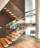 CBMmart Glas geländer Treppen Eiche Holz Profil Riser Gebäude Indoor Outdoor Stahl Gerade Mono Stringer Treppe mit LED-Leuchten