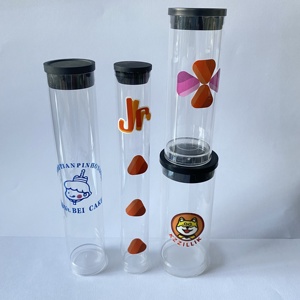 Tube d'emballage cadeau rond transparent en PC avec impression offset pour élastiques à cheveux et chouchous en soie - Product Image 3