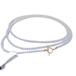 Collier essentiel d'automne, longue chaîne de pull en perles, perles d'eau douce rondes de 3-4 mm, presque parfaites, accessoire en perles de Zhuji - Product Image 5