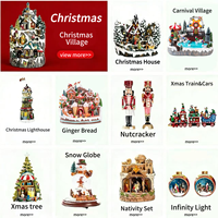 Carrusel Navideño Musical LED con Santa Claus, Decoración Navideña para Mesa, Adorno para Pueblo Navideño