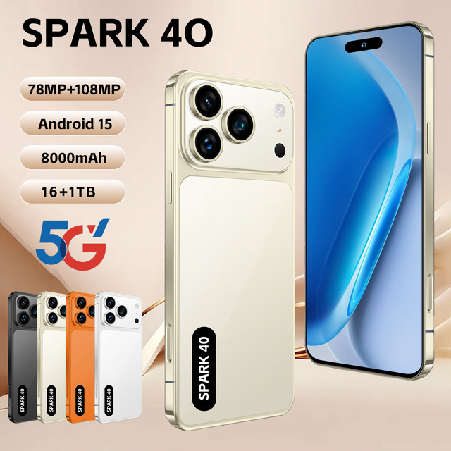 Best Seller Spark 40 Long Battery Life 78MP+108MP Multi-lingual Function 16GB+1TB Large Storage 7.3inch Screen 5G SmartPhone