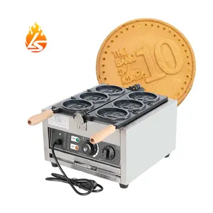 Multi Non-Stick Commercial 3Pcs Gold Coin Shape Waffle Machine Automatic Waffle Maker Snack Equipment