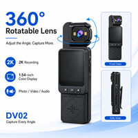 Kamera Tubuh Portabel Tahan Lama dengan Klip, Perekam Video 2K yang Dapat Dipakai, Lensa Dapat Diputar 360 Derajat, Kontrol WiFi via Aplikasi, Mini DV Camcorder
