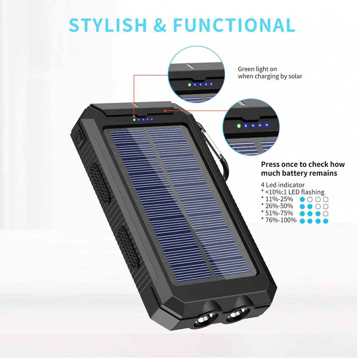 Ha65992b16cd14fb5b69d4e050710c699K - Solcelle powerbank 15.000mah