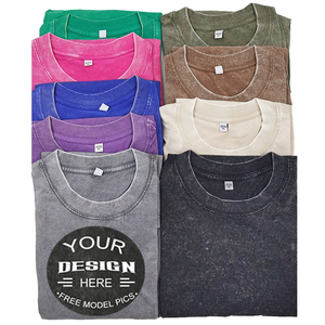 T-<span class=keywords><strong>shirt</strong></span> homme lavé à l'acide lourd <span class=keywords><strong>Vintage</strong></span> 180-300 Gsm coton de haute qualité surdimensionné épaule tombante avec logo personnalisé - Product Image 1