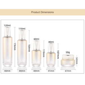 Ensemble de soins de la peau en verre dégradé or et perle de luxe, flacon pompe côtelé avec capuchon argenté 40ml-120ml et pot à crème <span class=keywords><strong>50g</strong></span>, vente en gros - Product Image 5