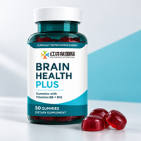 Complément alimentaire personnalisé OEM ODM sous marque privée : Gummies pour la santé cérébrale avec café, cerise et vitamines B6 B12, emballage sur mesure