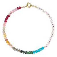 Collier de pierres précieuses perlées-Collier ras du cou coloré arc-en-ciel Boho pour femmes pierre naturelle surfeur plage été bijoux cadeaux