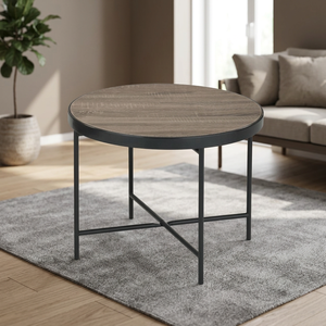 Elegante Mesa de Centro Moderna de Metal y Madera Ligera en Color Negro Grafito, Modelo SCE TB-402W, Muebles para Sala de Estar - Product Image 2