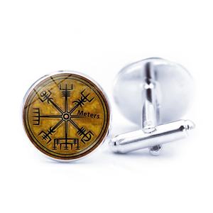スカンジナビアバイキング海賊コンパスシルバーカフリンクスタイムジェムストーンフレンチメンズシャツアクセサリー結婚記念日ギフト卸売 - Product Image 3