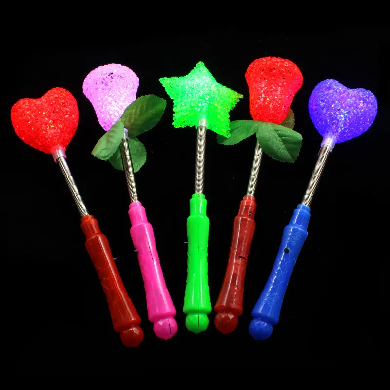 Ánh sáng lên đồ chơi nhấp nháy Wands với thanh cho trẻ em dẫn phát sáng ma thuật Wands Rose Sticks