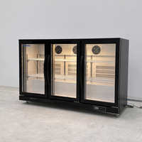 Réfrigérateur de bar sous comptoir à 3 portes avec porte vitrée, écran LED, étagères réglables, refroidisseur de boissons pour pub et restaurant